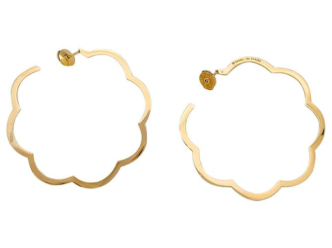 chanel camellia hoop earrings