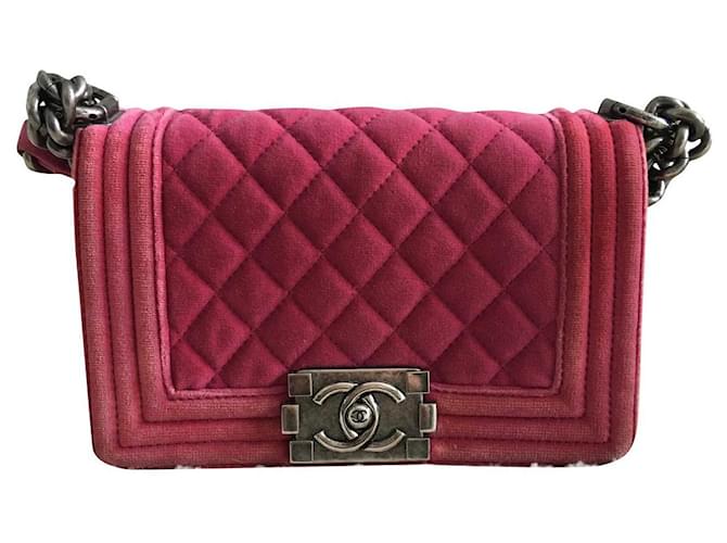 Chanel Fuchsia Velvet Mini Boy Bag - shop 