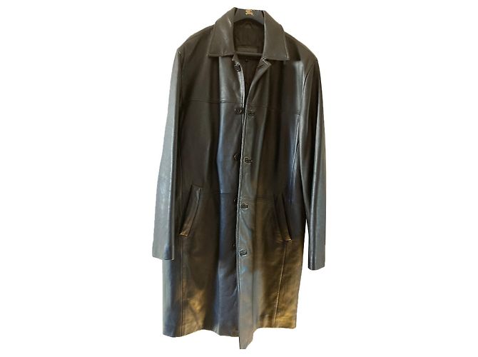 Autre Marque Schwarzer Lammleder Mantel XL