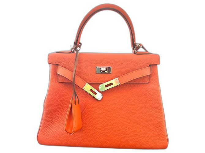 Bolsa Hermès Kelly 28 Laranja de Couro
