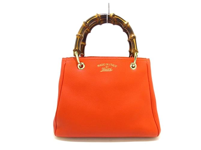 Gucci Bamboo Shopper Orange Leder  ref.585575