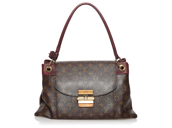 Louis Vuitton Brown Monogram Olympe MM Red Dark red Leather Cloth Pony-style calfskin  ref.585764