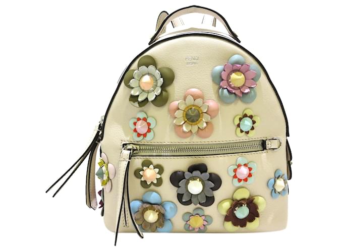 Fendi White Mini By The Way Backpack Multiple colors Leather Pony-style calfskin  ref.585798