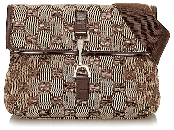 Gucci Brown GG Canvas Jackie Belt Bag Beige Dark brown Leather Cloth  Pony-style calfskin Cloth ref.585811 - Joli Closet