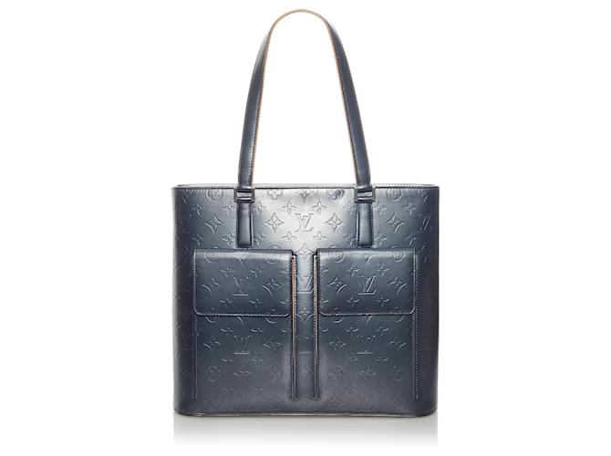 Louis Vuitton blaue Monogramm-Matte Wilwood Leder Kalbähnliches Kalb  ref.585843
