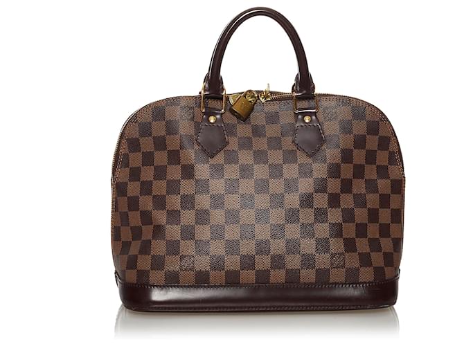Louis Vuitton Brown Damier Ebene Alma PM Leather Cloth  ref.585868