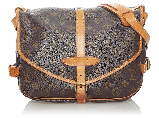 Louis Vuitton Womens Adjustable Strap Monogram Canvas Shoulder Handbag Brown