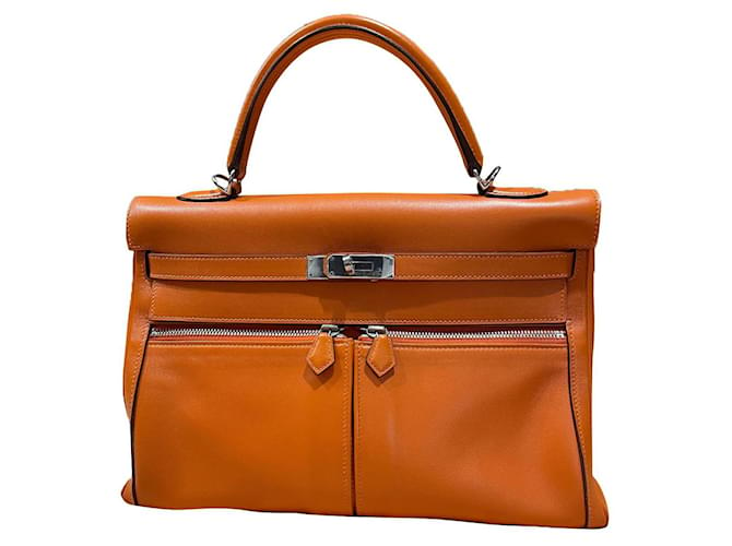 Hermès Kelly Lakhis Orange Leather  ref.586097
