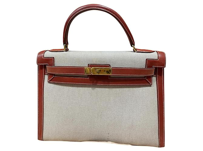 Hermès Kelly Toile Brown Chestnut Gold-plated  ref.586104