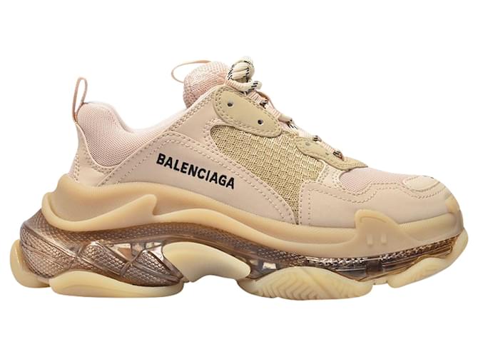 Balenciaga Sneaker Triple S Clear Sole en tissu nude Beige  ref.586223