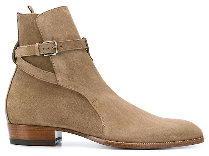 Saint laurent Wyatt ankle boots 30 Jodhpur Beige Leather ref