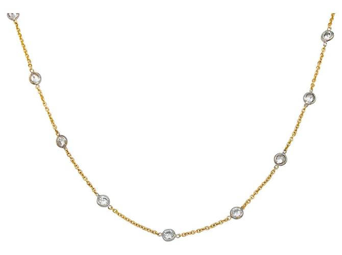 inconnue Gutter necklace in two tones of gold set with diamonds. White gold Yellow gold  ref.586254