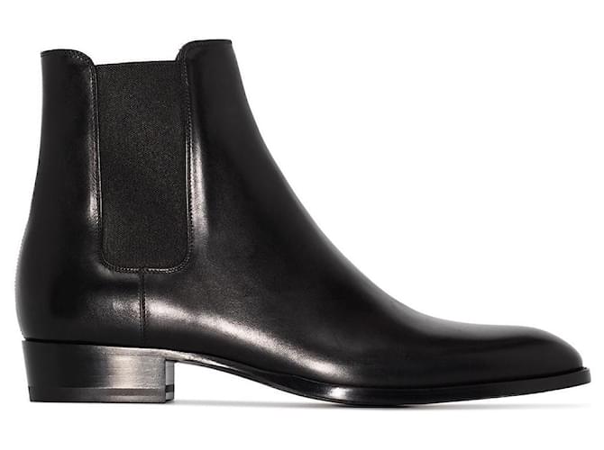 Saint Laurent Wyatt chelsea boots 30 in leather Black ref.586263