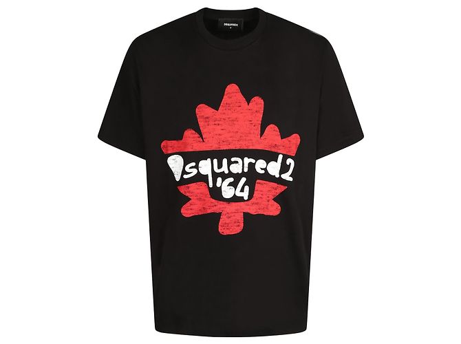 T-shirt nero in cotone Dsquared2 da uomo XL