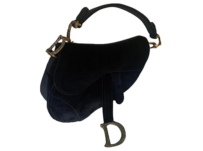 Christian Dior Handbags Navy blue Velvet  ref.586368