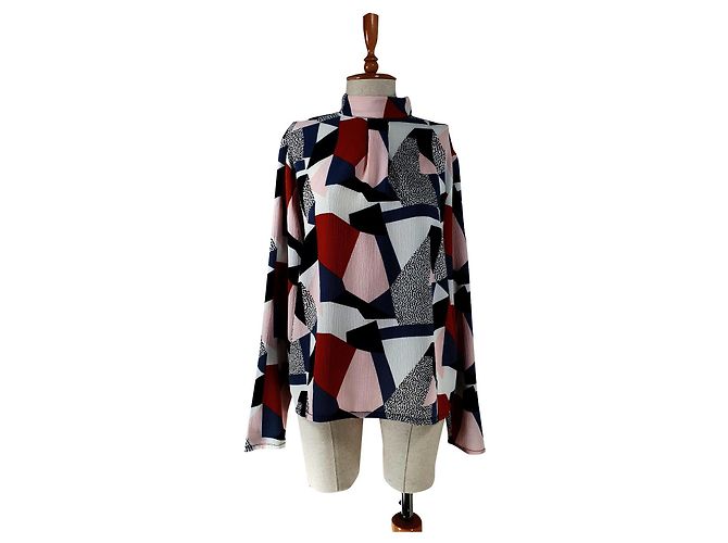Autre Marque mbyM Bluse Top Buntfarben Polyester Größe L Mehrfarben