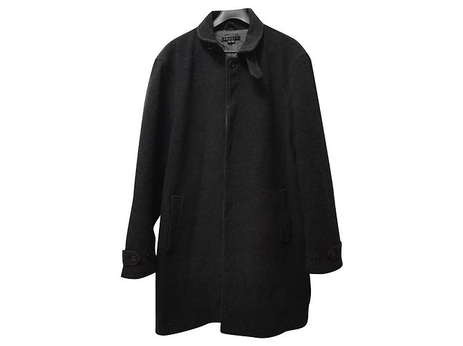 Theory Long Wool Blend Coat Dark Grey