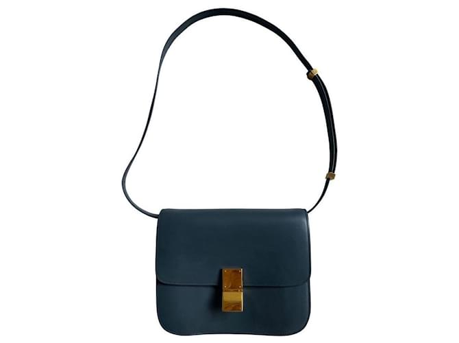 Céline Celine classic box bag Blue Navy blue Dark blue Leather  ref.586470