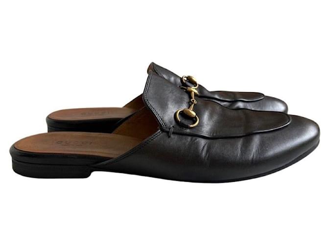 Gucci Princetown flats Black Leather  ref.586475