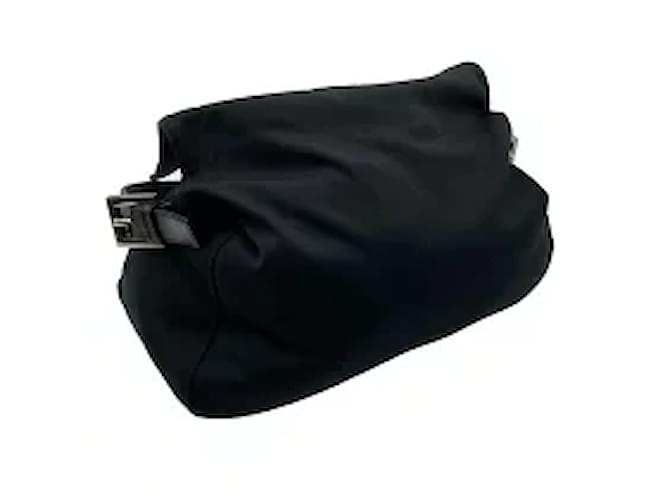 *Fendi Mamma Bucket Shoulder Bag Black Silver Metal Fittings Leather Nylon  ref.586485