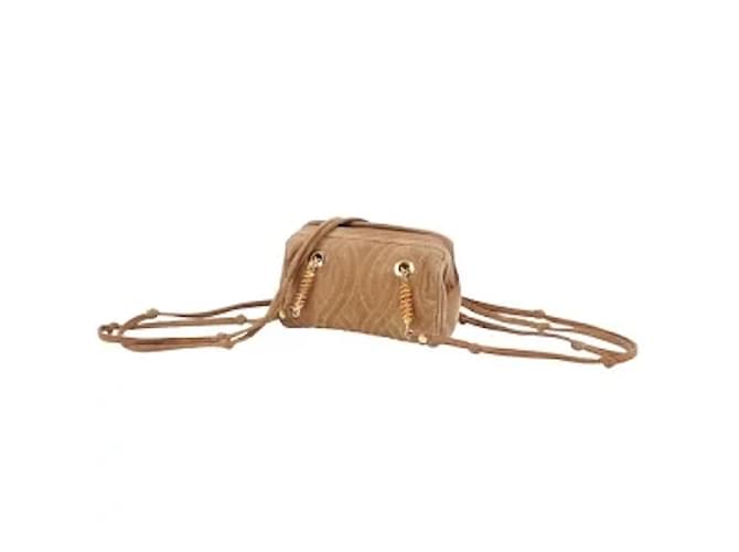 *Fendi Bag Spiral Pasta Suede Mini Shoulder Bag Crossbody Ladies Diagonal Bag Leather Brown Vintage  ref.586487