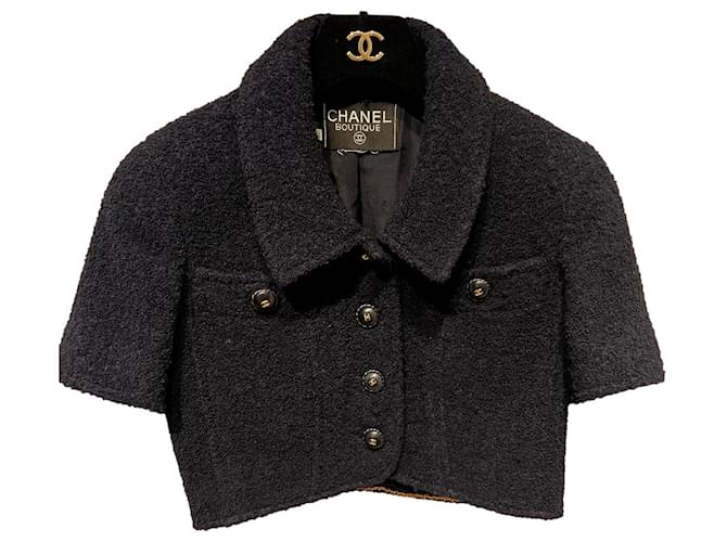 Chanel Jackets Navy blue Silk Wool  ref.586511