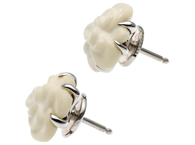 Chanel Camellia Earrings White  ref.586548