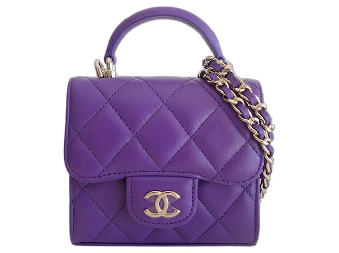 Timeless Minibolso Chanel Classic Morado Púrpura Cuero  ref.586583