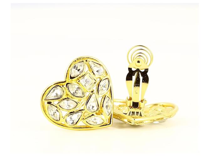 Pendiente corazón dorado Yves Saint Laurent Chapado en oro  ref.586600
