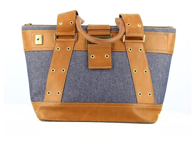Dior Blue/Brown Denim and Leather Street Chic Shoulder Bag Dior