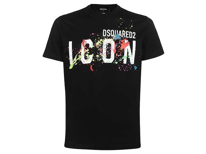 Camiseta Dsquared2 Icon Original Negra de Algodón XL Negro