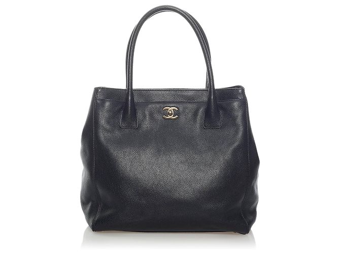 Bolsa Chanel Black Executive Cerf Couro Preto