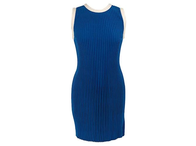Mini robe Chanel en stretch bleu électrique avec bordure blanche Fibre de cellulose  ref.587293