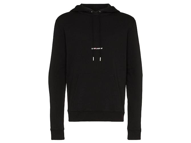 Saint Laurent Hoodie with printed logo black Cotton ref.587374 Joli Closet