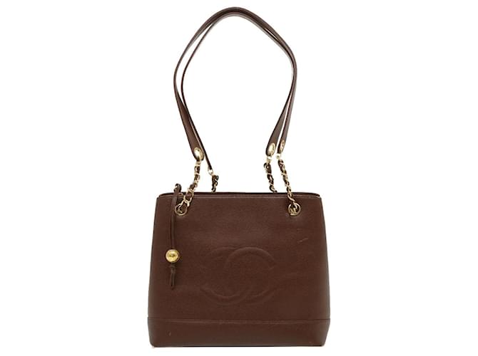 Chanel shopping Brown Leather  ref.587612