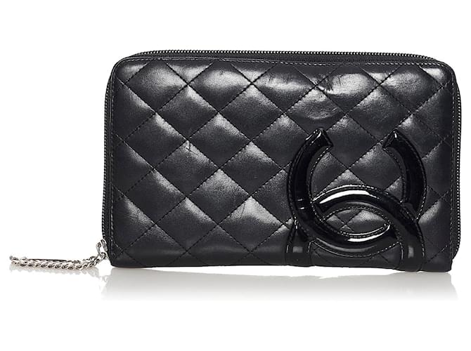 Chanel Black Cambon Ligne Lambskin Leather Wallet Patent leather  ref.587750