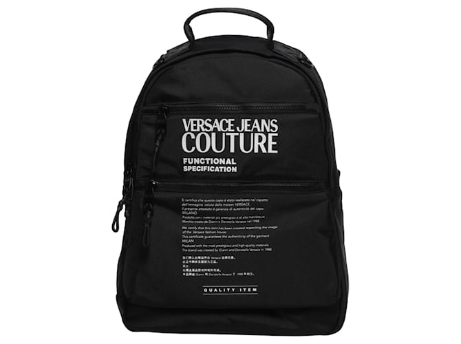 Autre Marque Versace Jeans Printed Nylon Logo Backpack Black  ref.587783