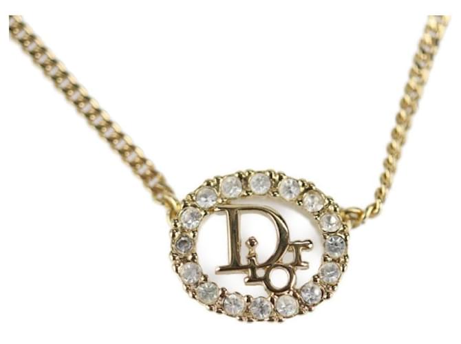 Used] Christian Dior Christian Dior necklace metal rhinestone gold