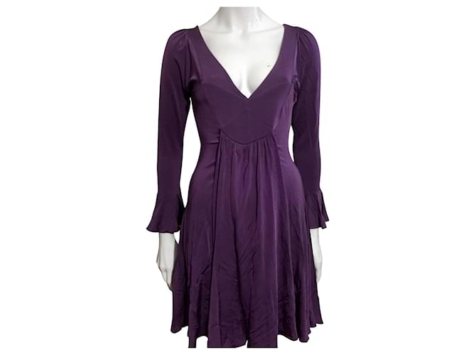 Just Cavalli purple dress from knitted rayon, UK 10 Italian 42 Elastane  ref.587948