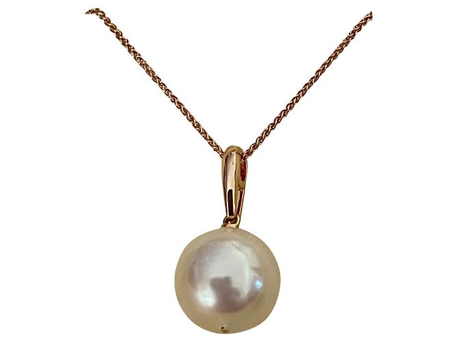 Autre Marque Collana Blue Cult in Oro Rosa 14k e Perla Bianca Gold hardware