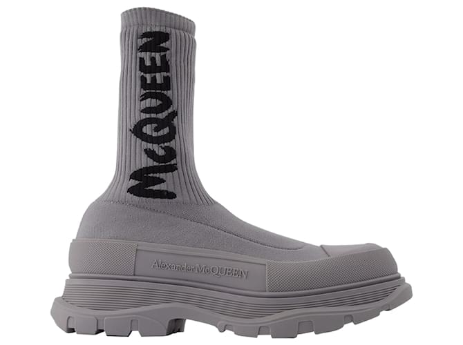 Alexander Mcqueen Sock Boots in Grey  ref.588075