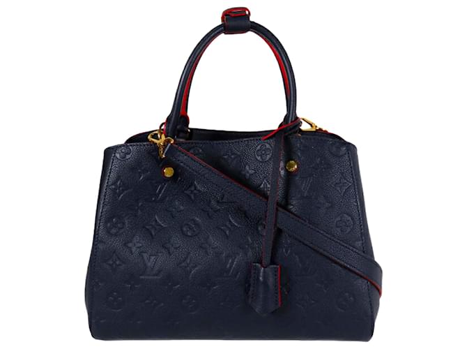 LOUIS VUITTON Montaigne MM Monogram Empreinte Shoulder Bag Navy Blue