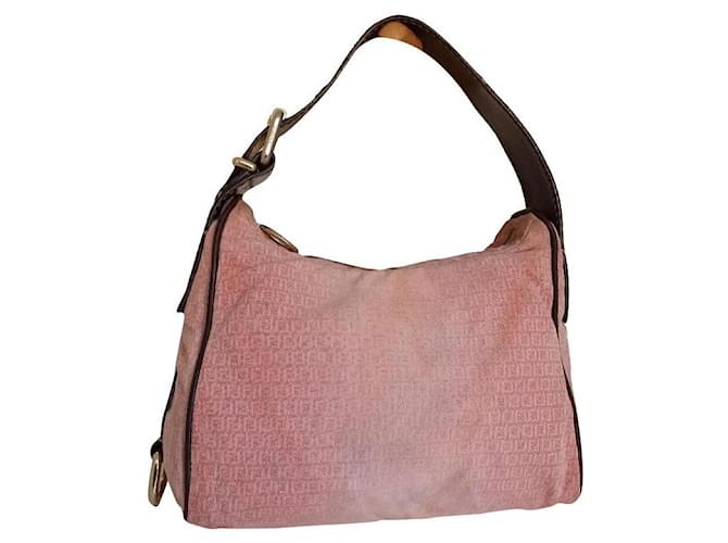 Fendi mini bag borsa rosa monogram Pelle Tela  ref.588281