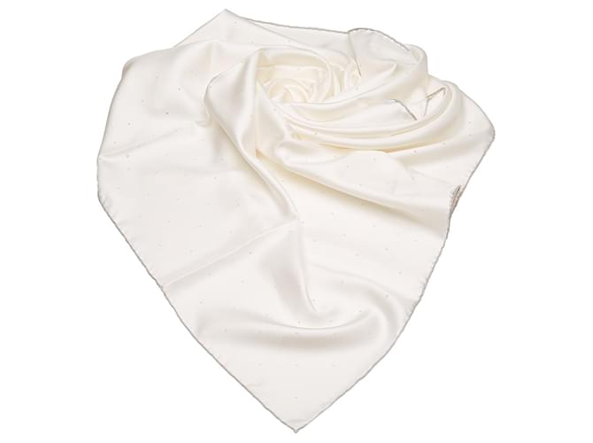 Hermès Écharpe en soie imprimée blanche Hermes Tissu  ref.588306