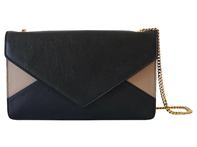 Chloe ENVELOPE CLUTCH Black Beige Leather ref.588352 Joli Closet