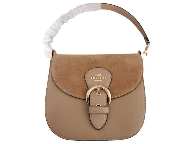 Coach Handbags Brown Taupe Leather  ref.588392