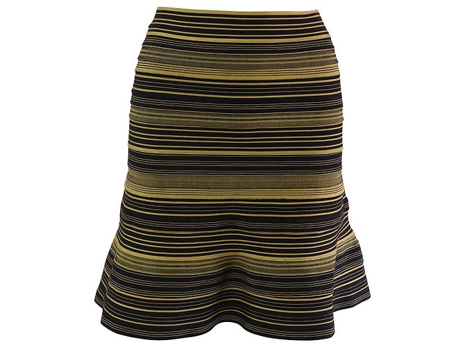 Falda acampanada con bandas Herve Leger en algodón amarillo/negro