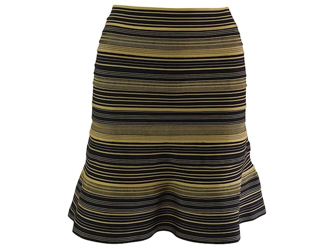 Herve Leger Banded Flare Skirt in Yellow/Black Cotton  ref.588440