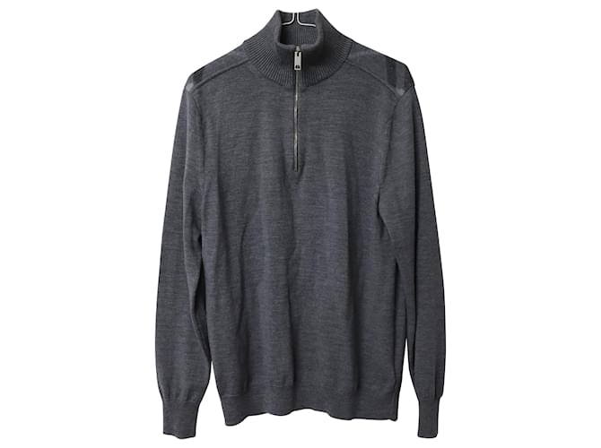Burberry Mock Neck Sweater in Grey Merino Wool  ref.588447