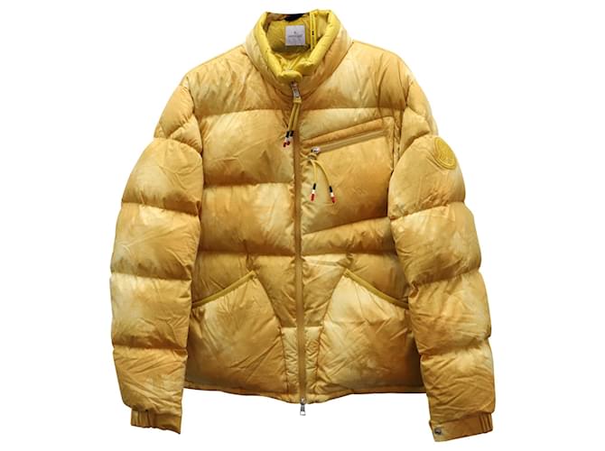 Moncler Genius Tie-Dyed Quilted Down Jacket in Yellow Cotton   ref.588448